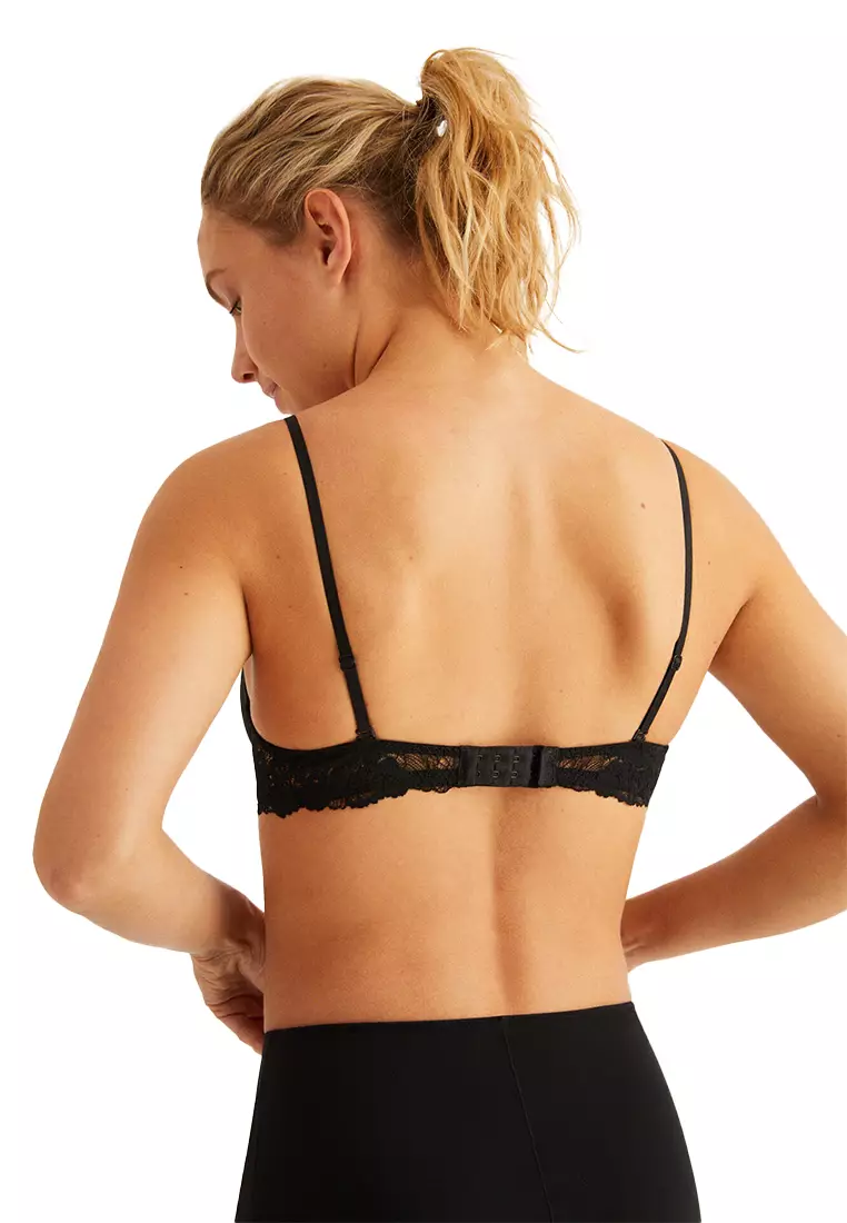 Gorgeous Black Tulle Microfibre And Lace Push-Up Bra