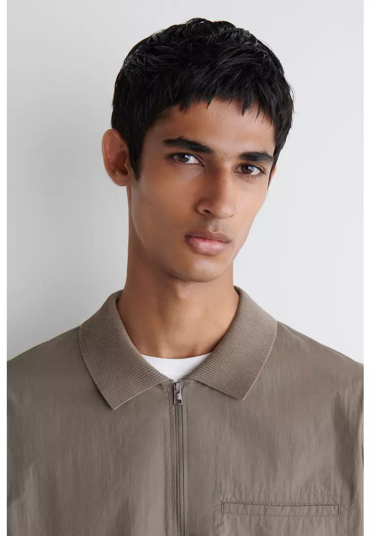 NYLON-PANELLED KNITTED SHIRT