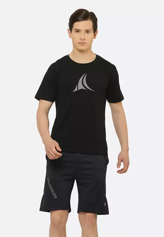 Men's Round Neck Black Training Cotton Tee