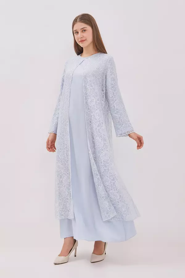 MINIMAL - Abziya - Gamis Lace Kerah Payet - Blue