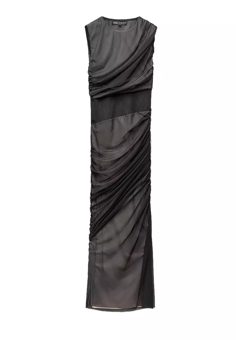 ZARA Net Detail Midi Dress 2025 Buy ZARA Online ZALORA Hong Kong