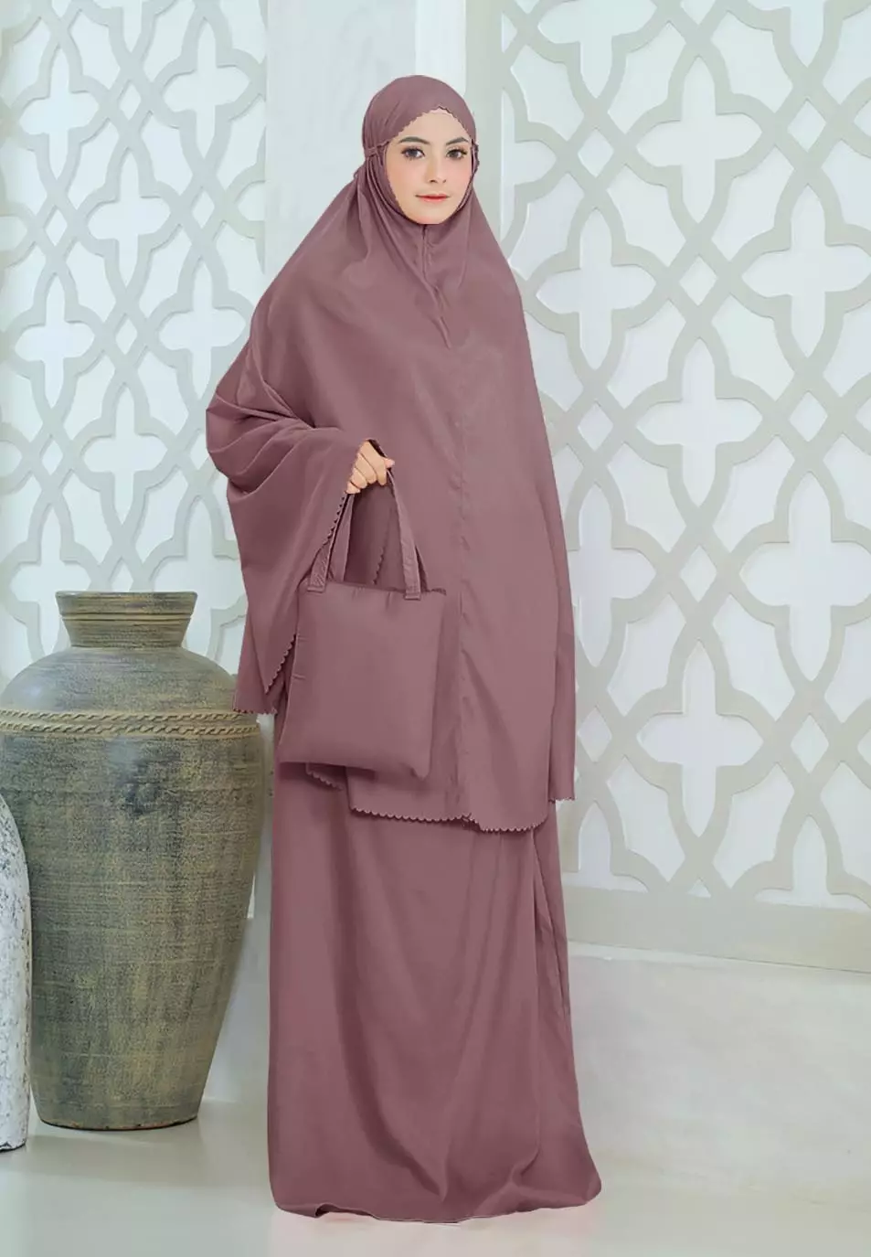 Zelena - Mukena Basic Sabira Lasercut 2in1 Prayer Set - Dewasa