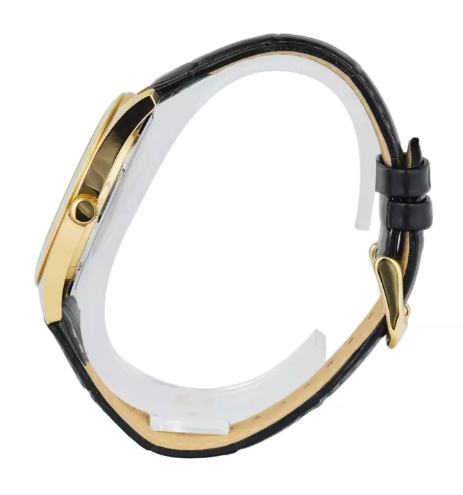 Jam Tangan Pria Alba Prestige AS9S24 AS9S24X1 Strap Leather Black Color Light Champagne Gold Dial Color