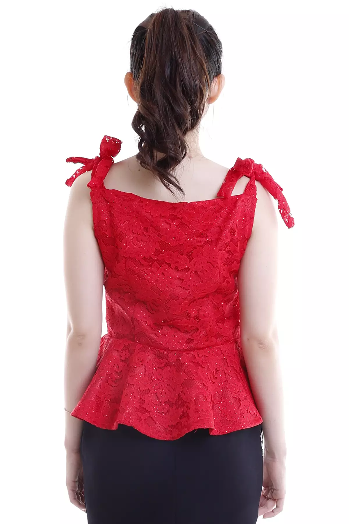 Red Lace Peplum Camisole Kebaya