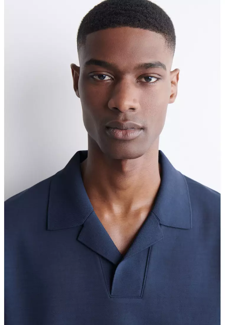 JERSEY-BONDED COTTON-TWILL POLO SHIRT