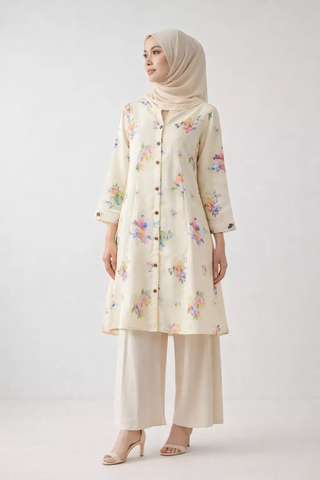 Zhafira Tunic In Yellow Floral Print