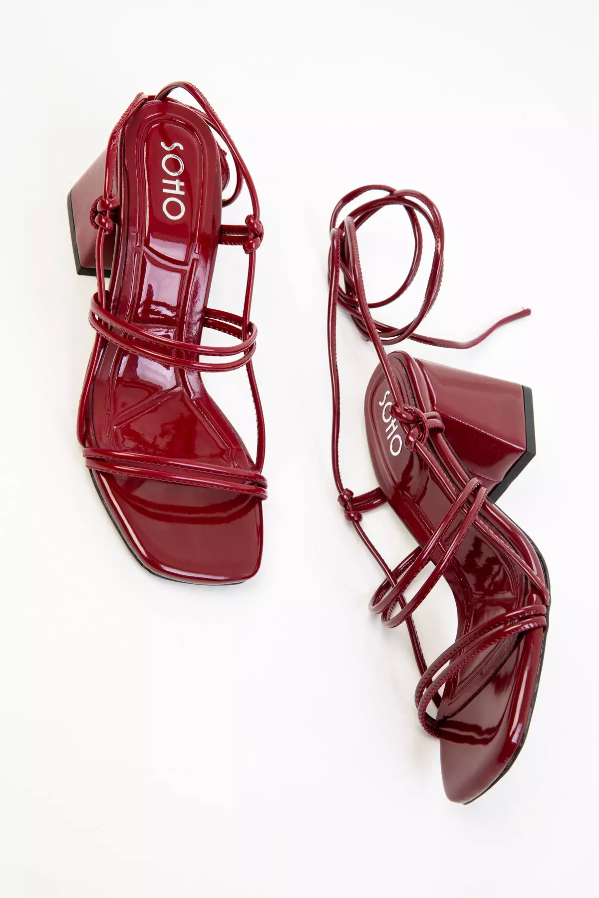 Claret Red Patent Leather Women's Classic Heeled Shoes 20281