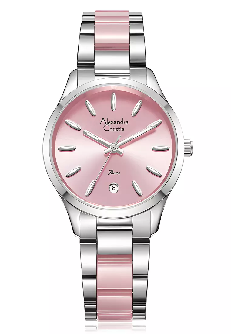 Alexandre Christie Passion - Jam Tangan Analog Wanita - Pink Dial Silver Dual Tone Stainless Steel - 2B44LDBSSPN