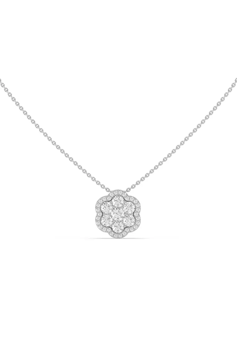 Celestial Bloom Lab Grown Diamond Pendant Necklace in 14K White Gold D/E-VVS/VS (1.13ct TDW)