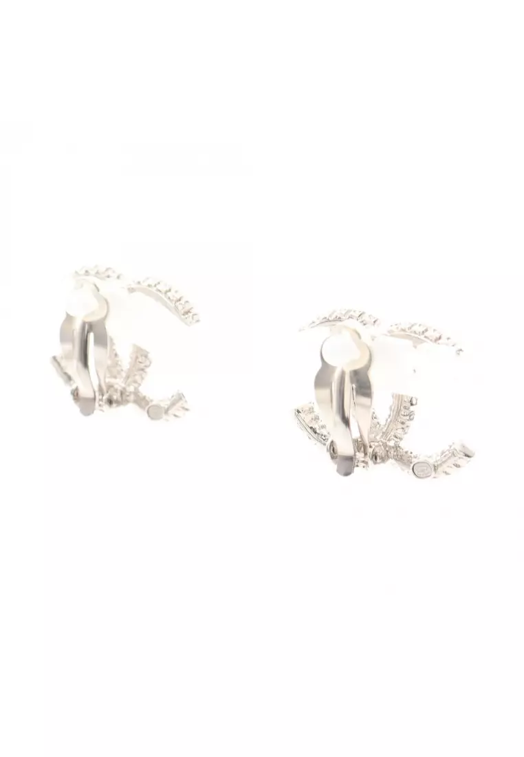 Pre-Loved Chanel coco mark A23P earrings Rhinestone Silver clear
