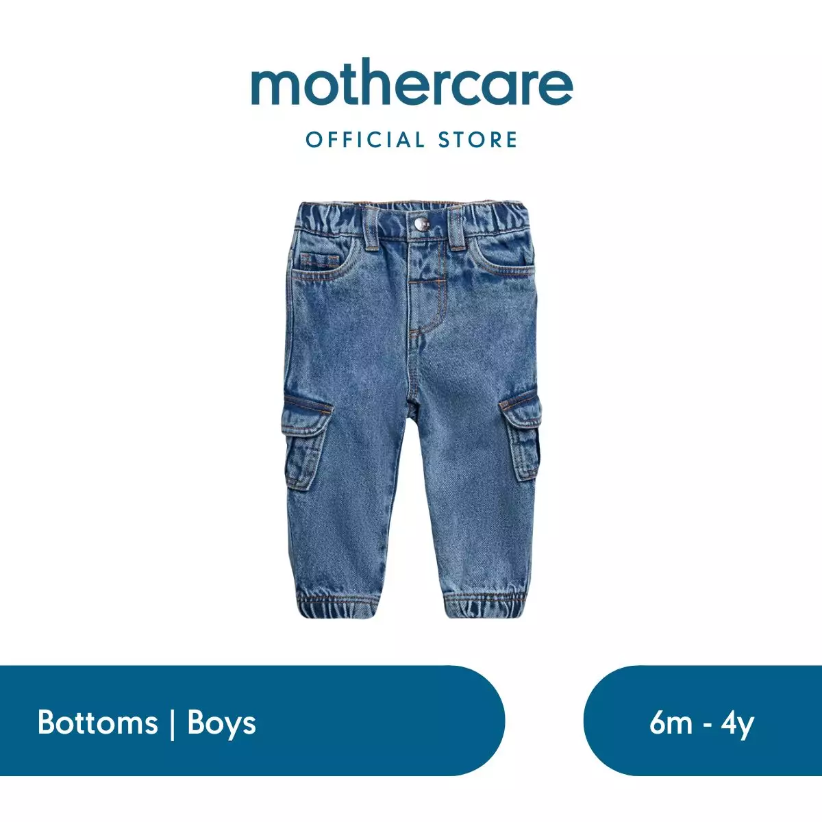 Mothercare Cargo Jogger Jeans - Celana Jeans Anak Bayi Laki-laki (Biru)