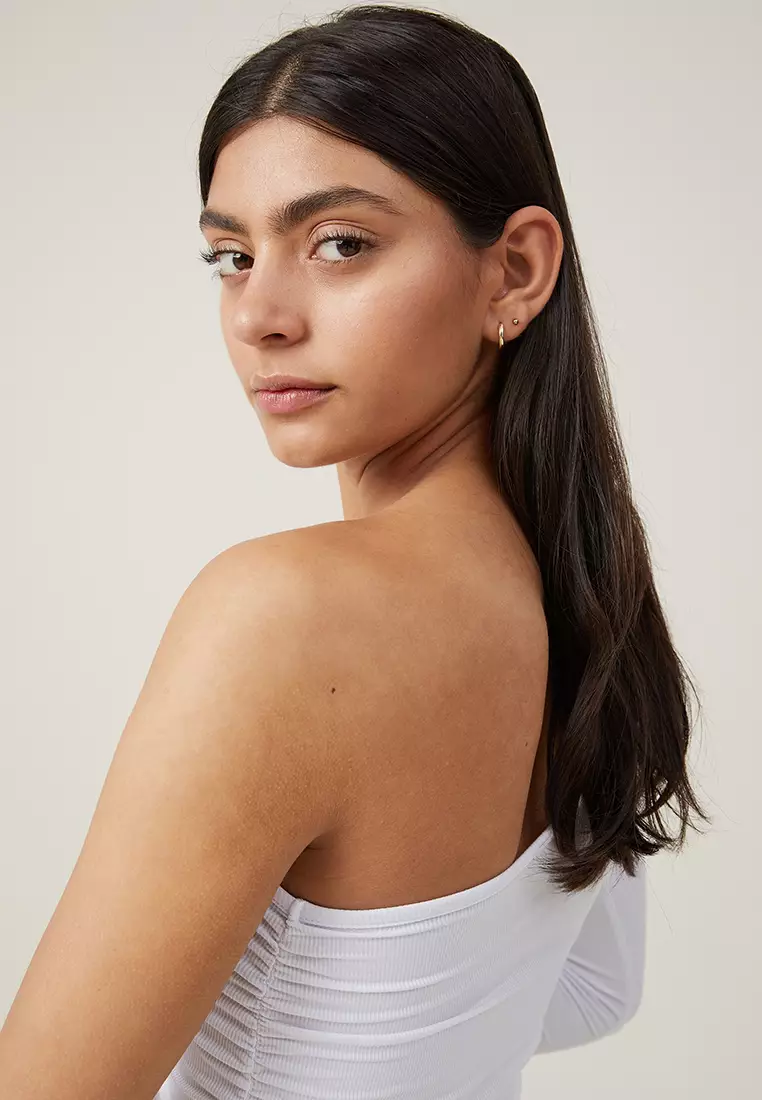 Poppy One Shoulder Ruched Long Sleeve Top