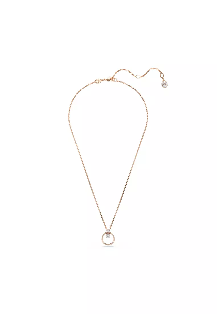 Constella pendant, Pavé, Round cut, White, Rose gold-tone plated