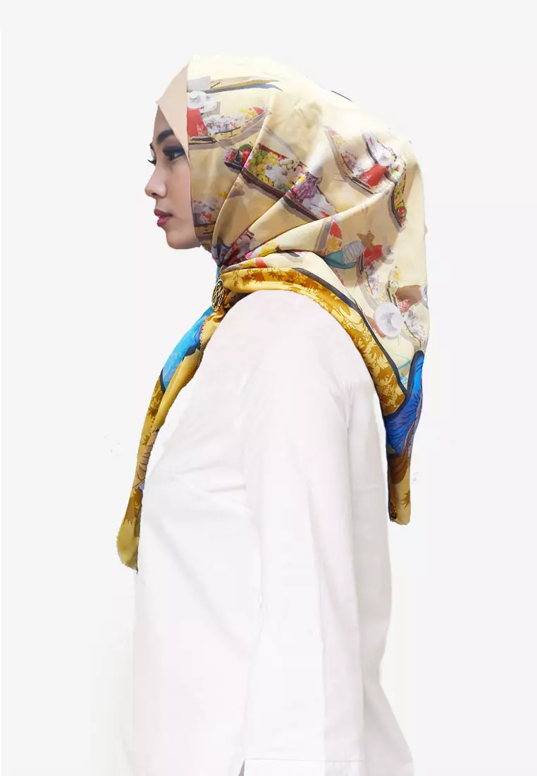 Ahpoong Signature Square Voile Scarf Pumpkin