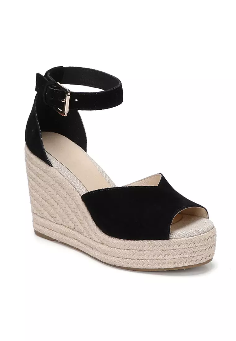 11CM Buckle Strap Suede Wedge Espadrilles HB0406121