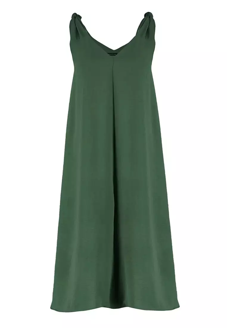 Relaxed Cut Midi Woven Dress