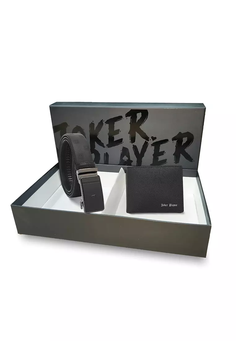 Gift Set - Leather RFID Wallet + 35mm Automatic Buckle Belt (禮盒 - 皮具錢包 + 腰帶) - 黑色