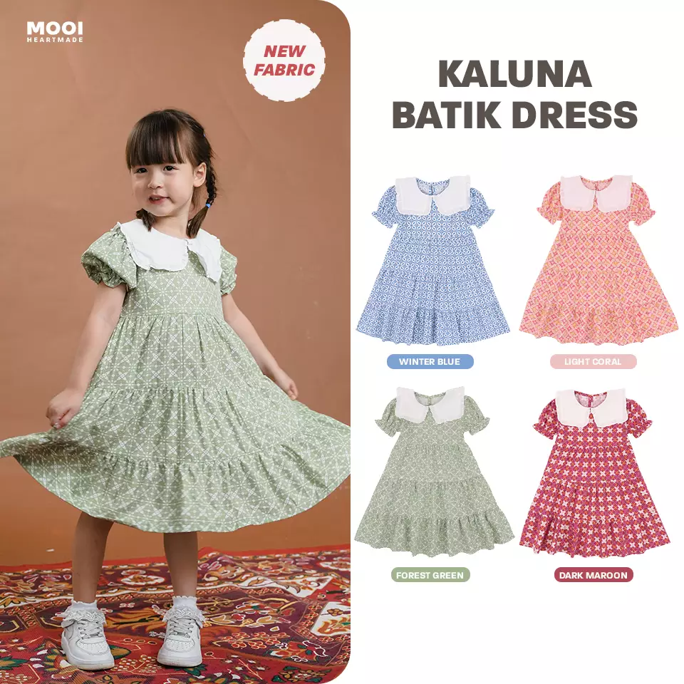 Mooi Dress Anak Perempuan Kaluna Batik Dress - Dark Maroon