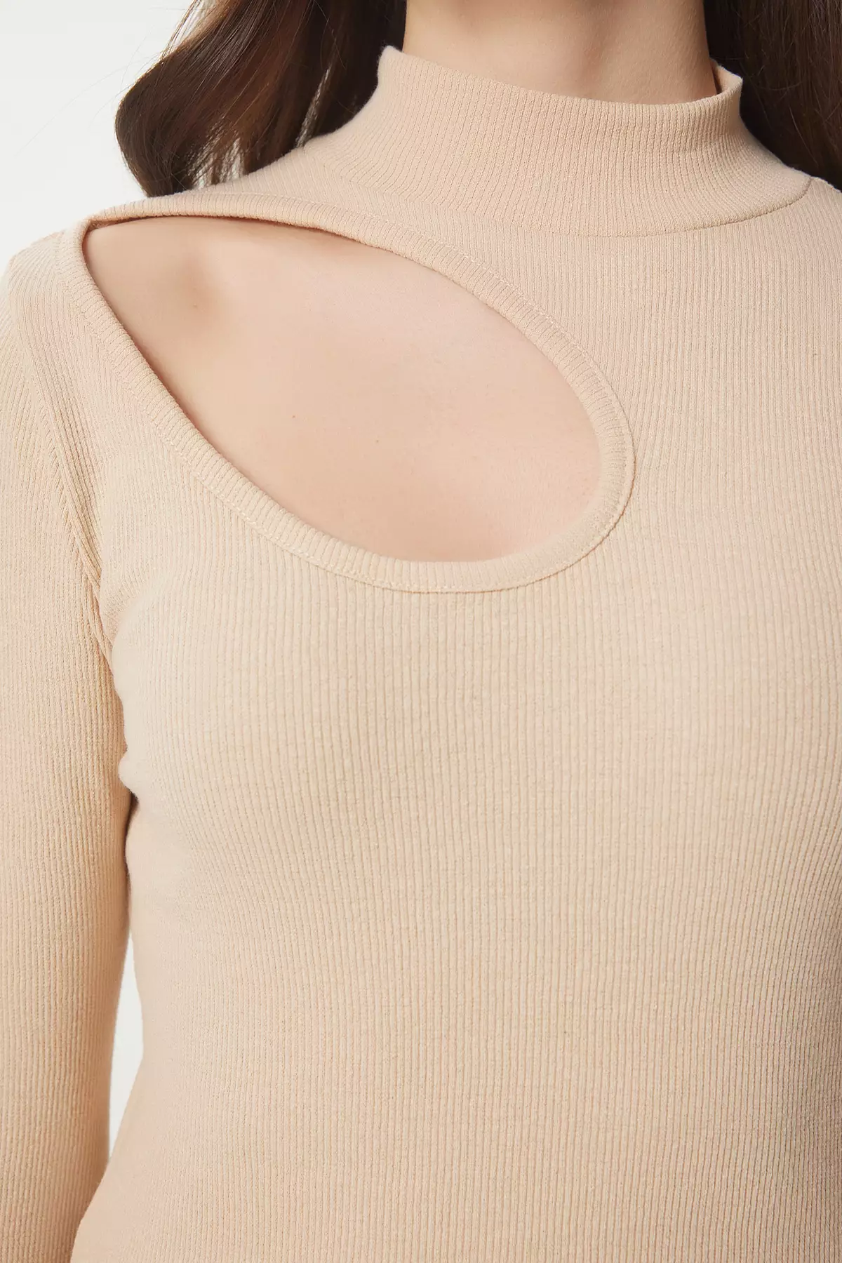 Women'S Red Cream 2-Pack Cut Out Detailed Ribbed Knitted Blouse Gt00235
