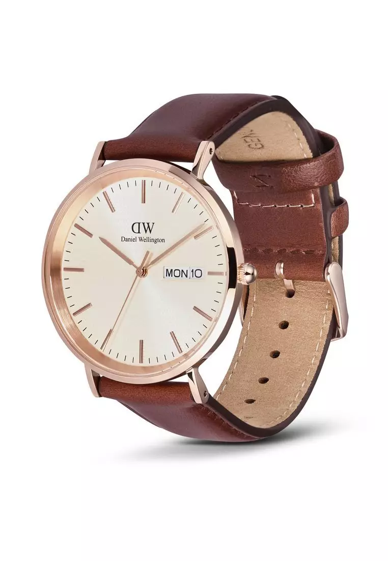 Classic Day Display St Mawes Rose Gold Champagne - Men Watch stainless steel leather watch DW Official Authentic Original