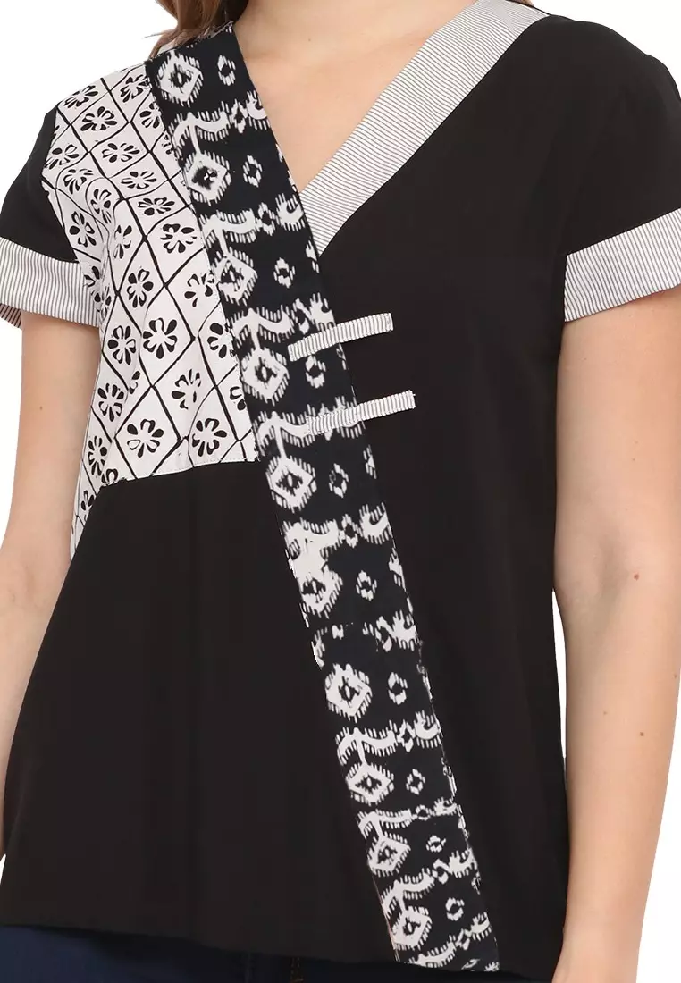 Blouse Batik Wanita - Bhatara Batik Melissa - Atasan Batik Modern Lengan Pendek