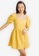 Love, Ara yellow Shaina Mustard Linen Square Neck Puff Sleeves Mini Dress 158B6AAB06C54EGS_1