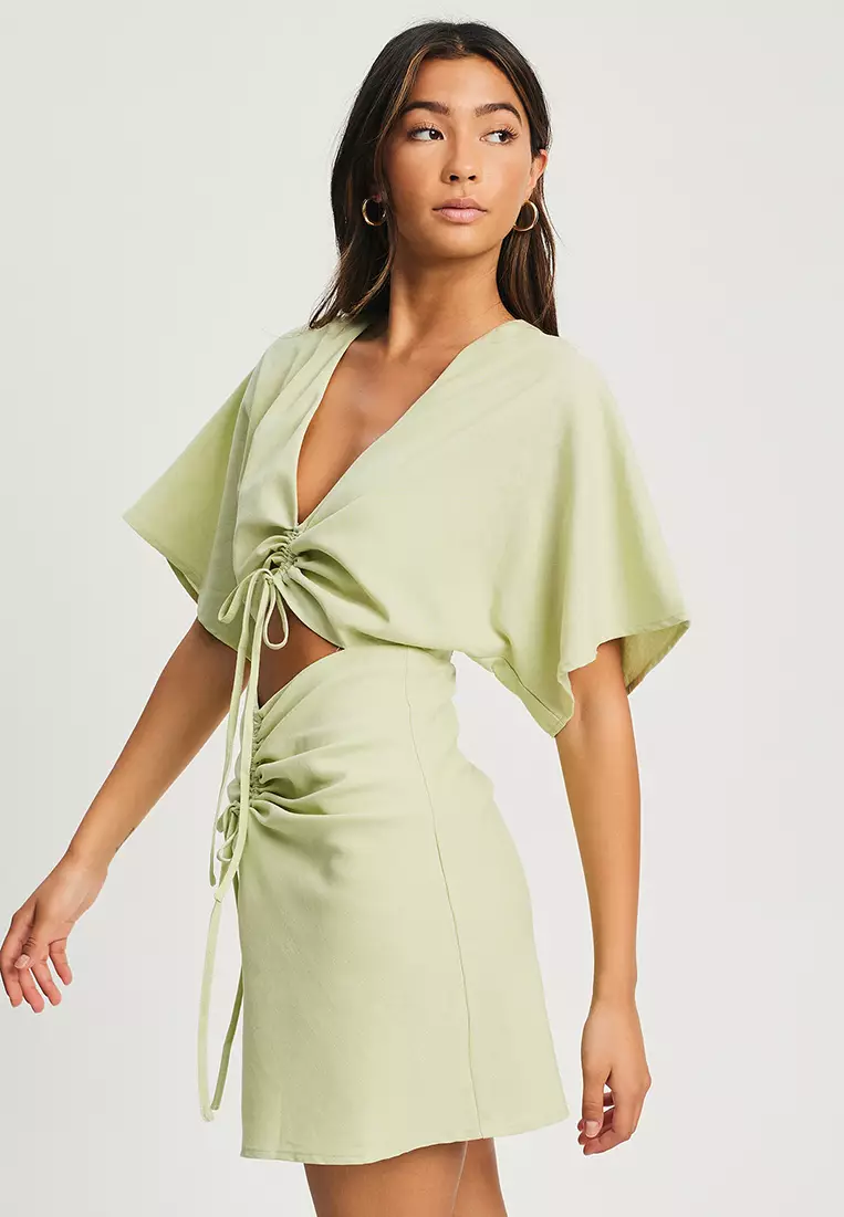 Kiss land tie front mini cheap dress