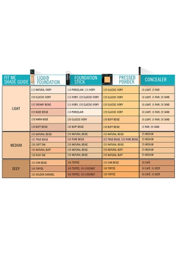 Maybelline Fit Me Foundation Shade Chart