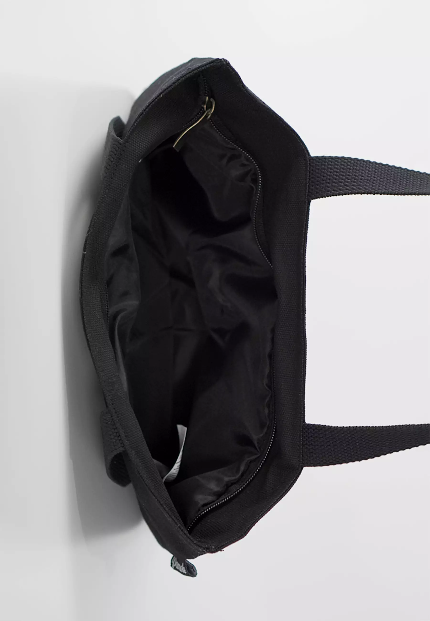 Tas Tote Bag Bahan Kanvas Penutup Resleting Two Side Pocket