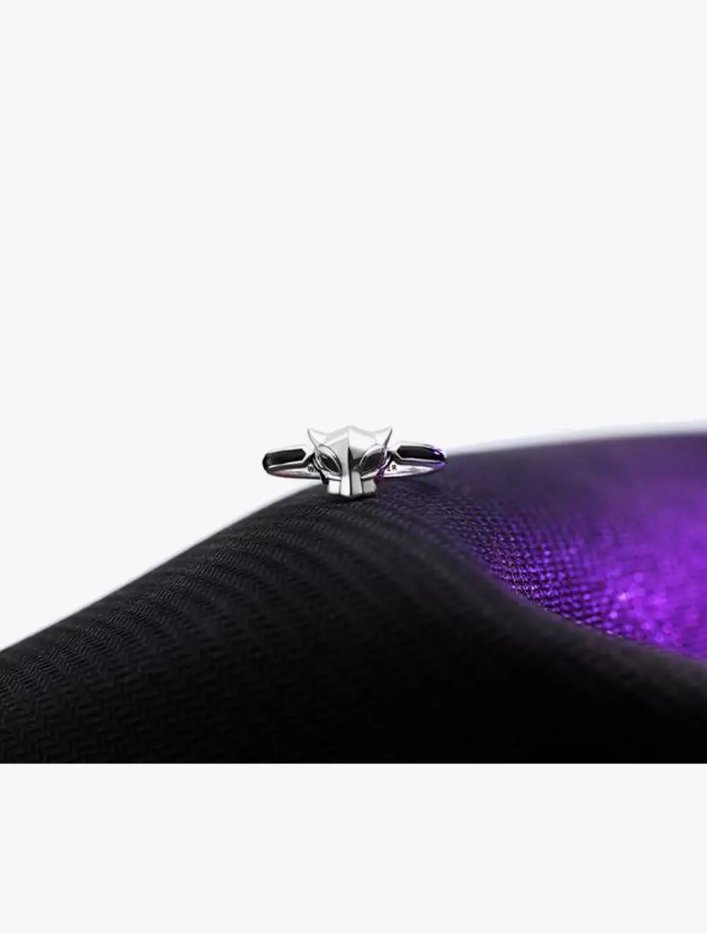 Marvel Black Panther Sterling Silver Ring with Black Crystal and Black Enamel - 54