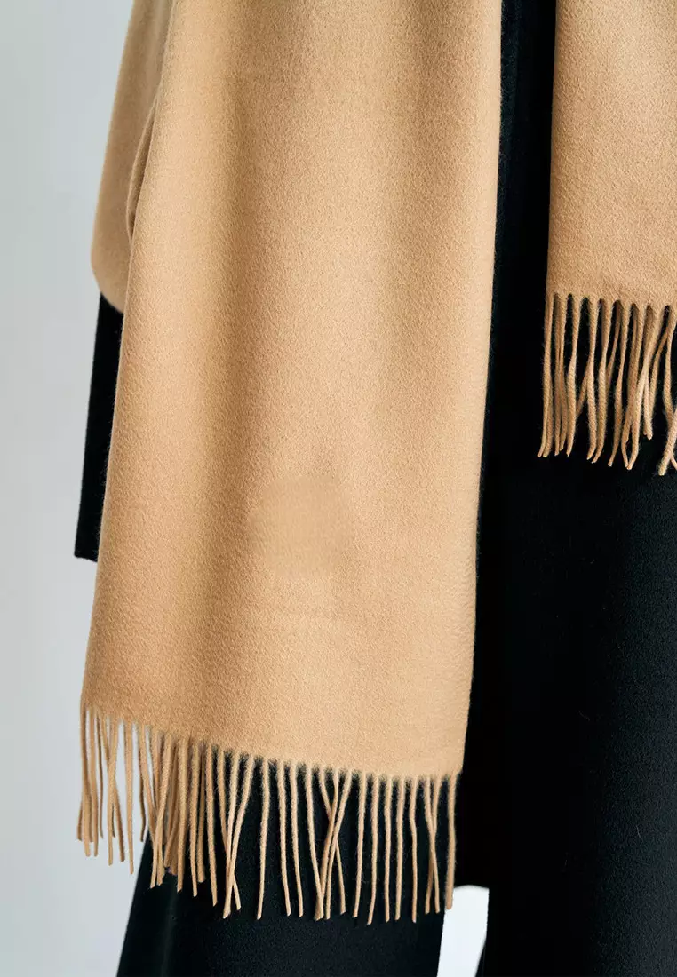 Aksesoris Wanita Pure 100% Virgin Wool Cashmere Shawl Syal Wanita Kasmir Khaki Skin