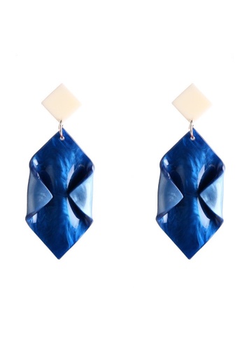 A-Excellence gold Blue Hexagon Earrings B5077ACFD5F672GS_1