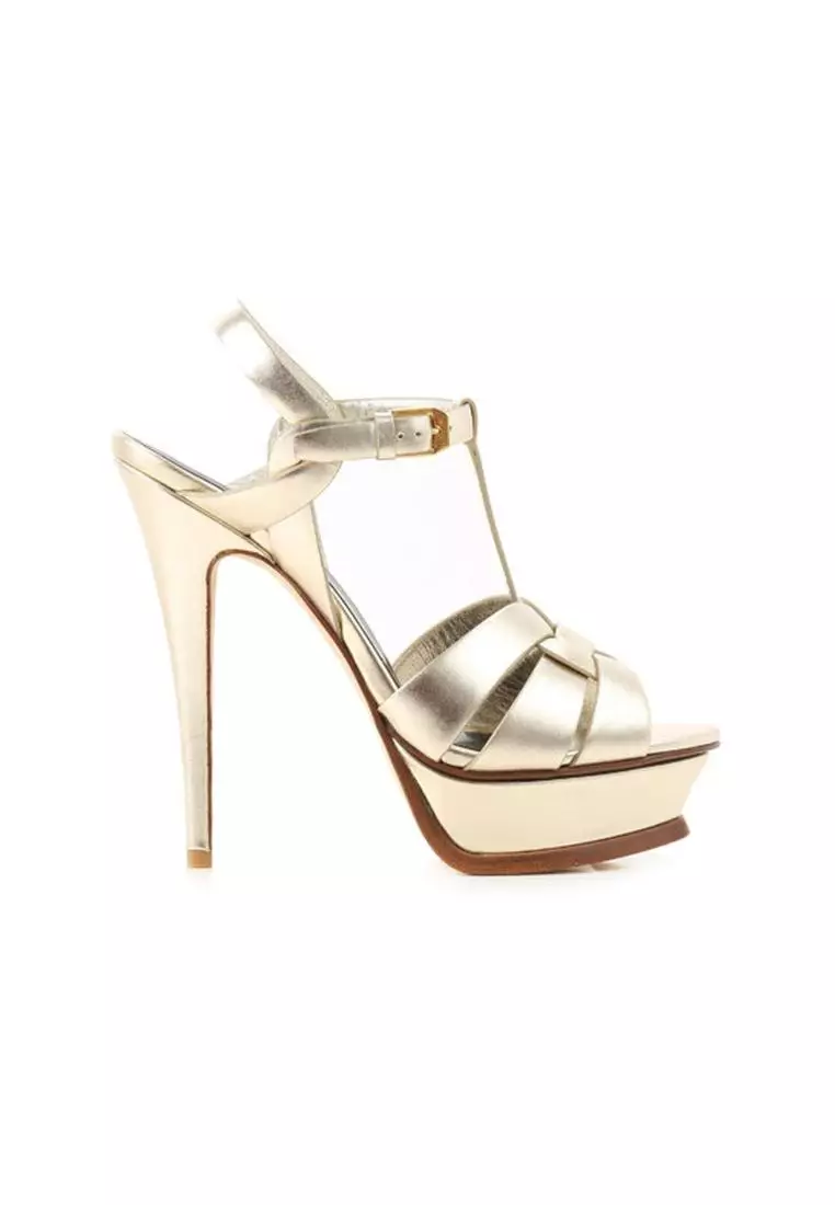 Saint Laurent Tribute Leather Sandals SAINT LAURENT Gold
