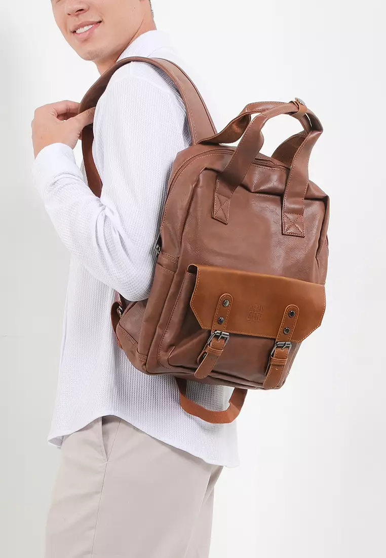 Distressed Leather Carry Backpack