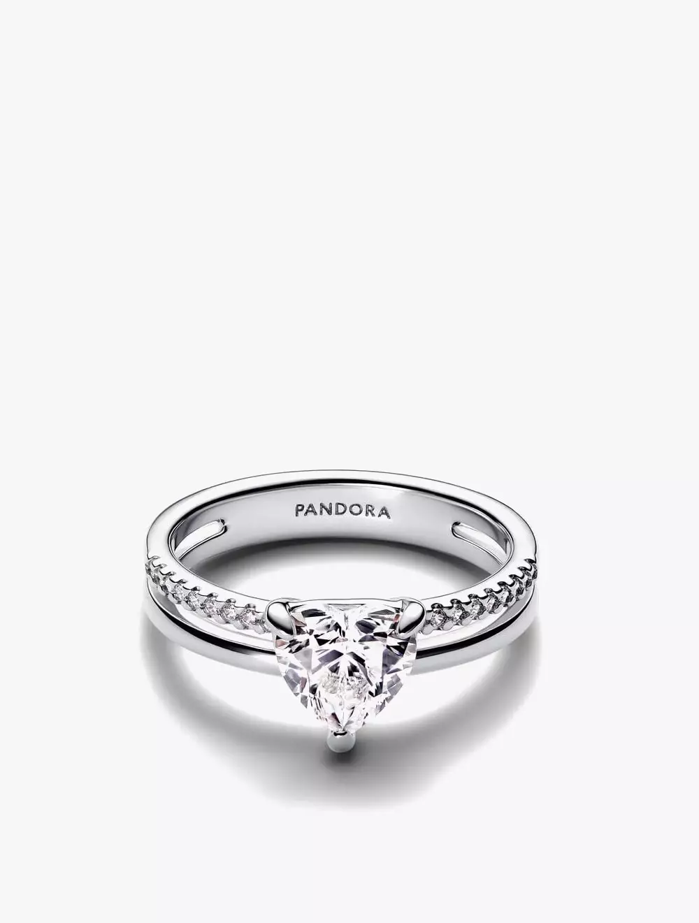 Heart sterling silver ring with clear cubic zirconia