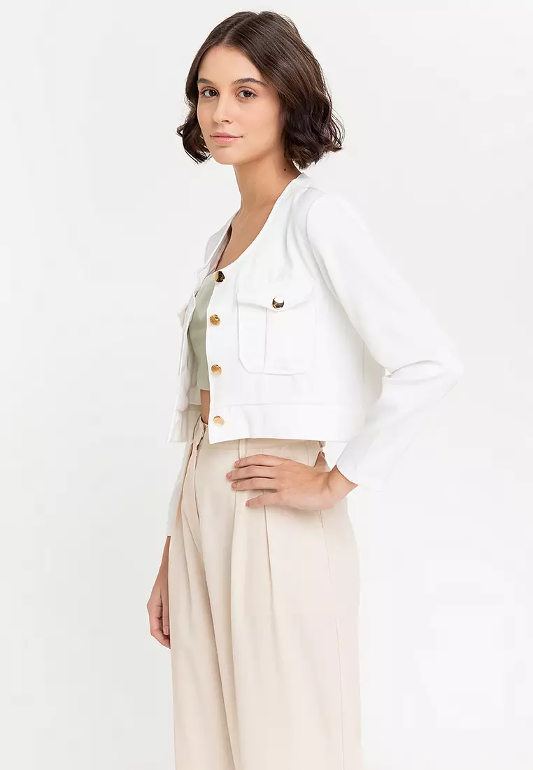 Layken Collarless Button Down Jacket