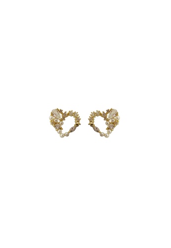 ZITIQUE silver Women's French Style Diamond Embedded Heart Earrings - Silver 85C63ACF3BFF57GS_1