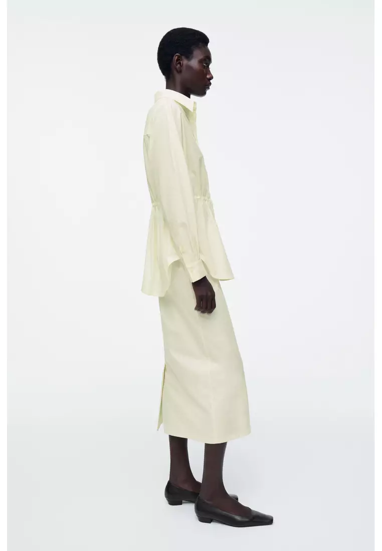 COTTON DRAWSTRING MIDI SKIRT