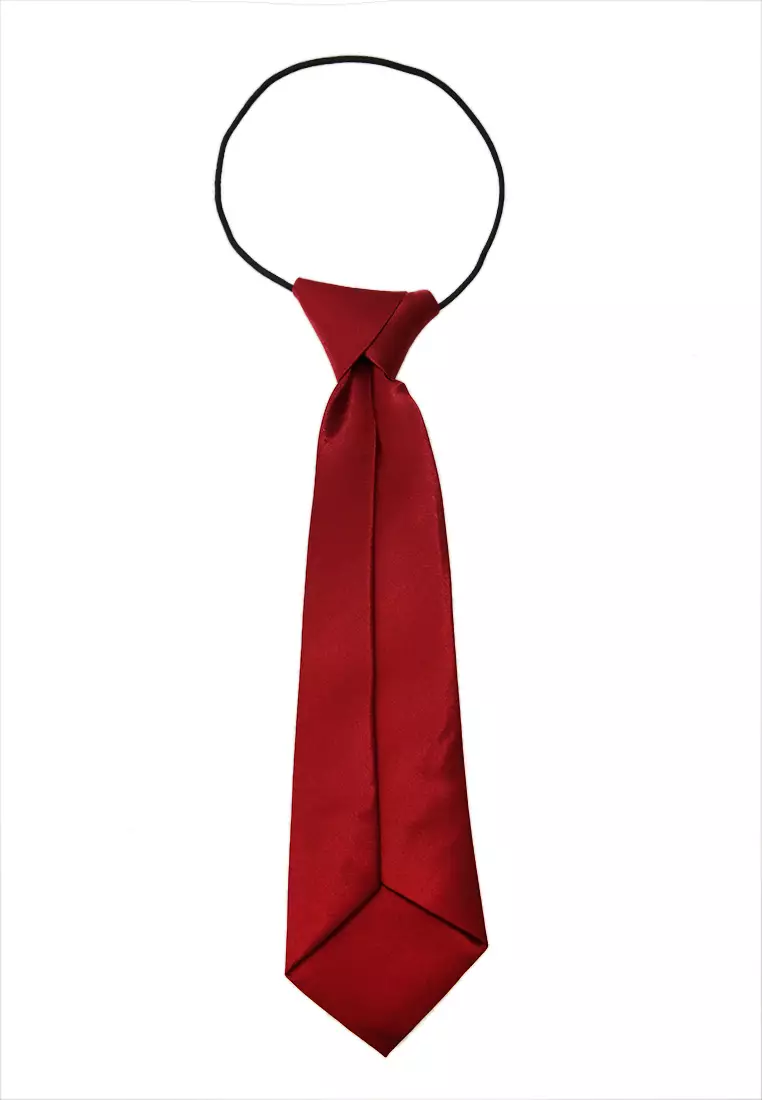 Deborah Aksesoris Fashion Dasi Instan Anak Pria Motif Polos Child Tie Material Satin ORIGINAL - Maroon
