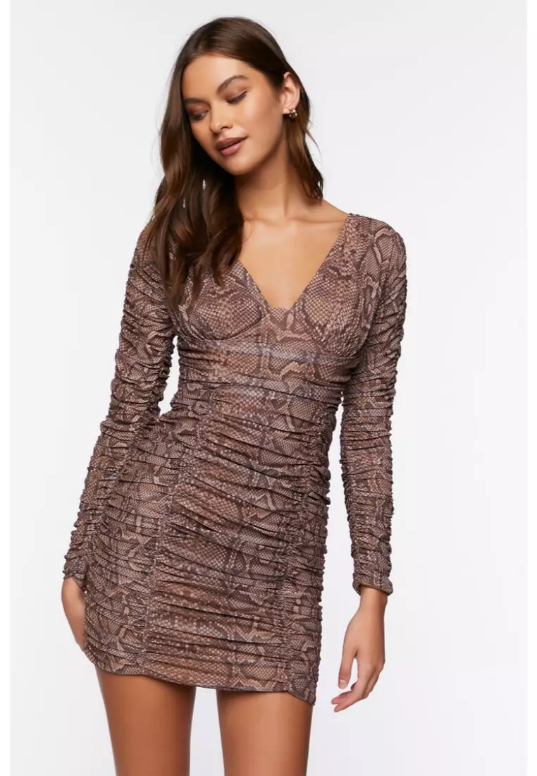 Mesh top snakeskin dress