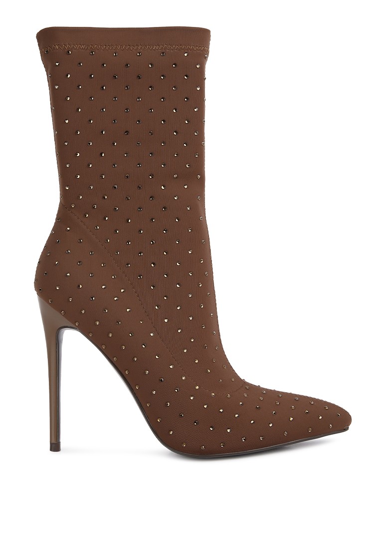 Brown High Top Knitted Ankle Boot