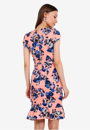 Jual Paper Dolls Printed Frill Dress With Floral Self Belt