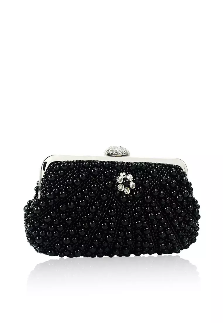 Grey pearl hotsell clutch bag
