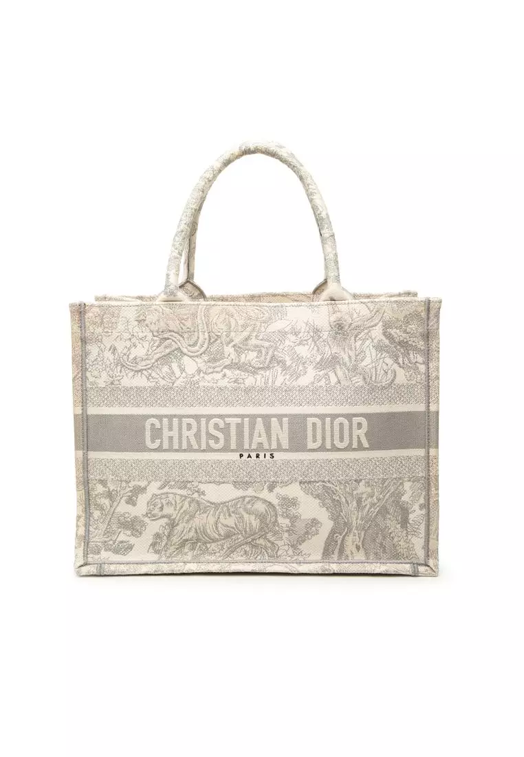 Pre-Loved Dior Medium Canvas Embroidered Dioriviera Toile De Jouy Book Tote