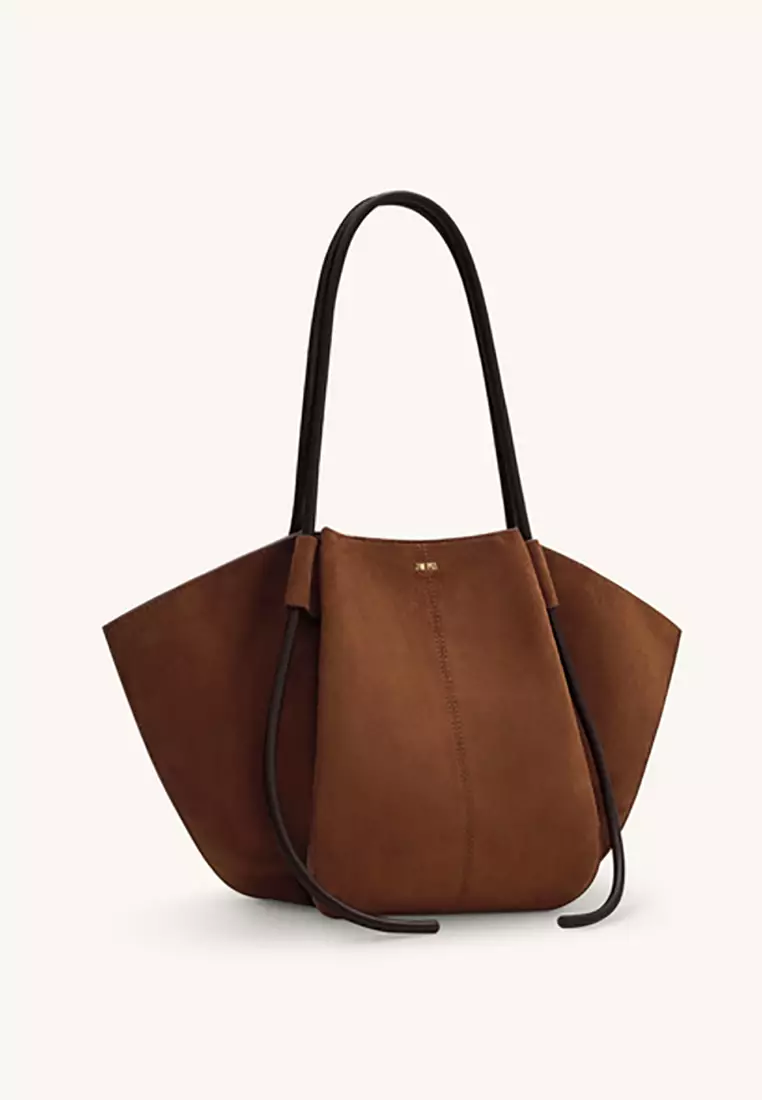 Nala Faux Suede Wide Tote Bag - Brown 