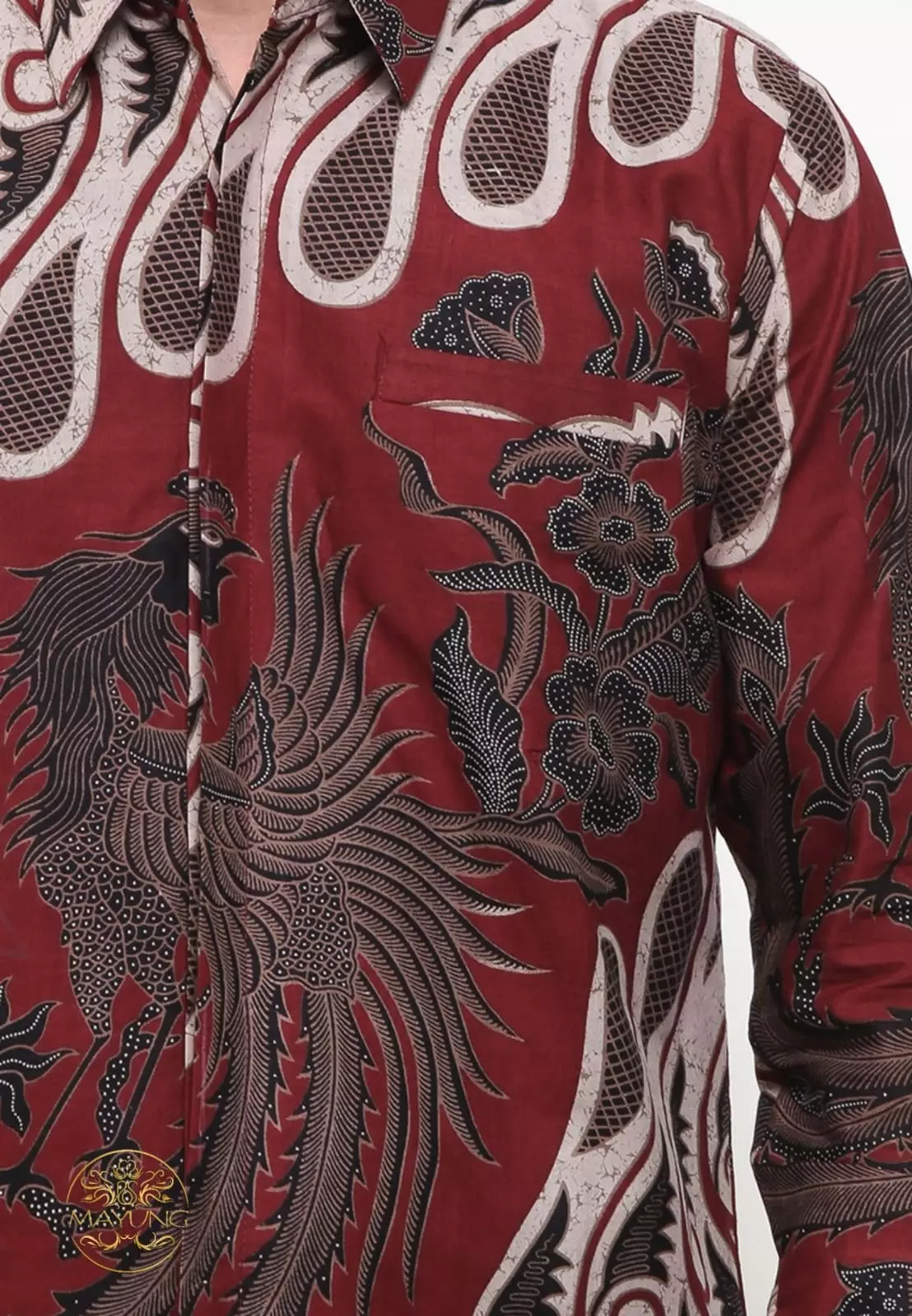 Senapati Maron Kemeja Batik Pria Premium Slimfit Modern Lengan Panjang