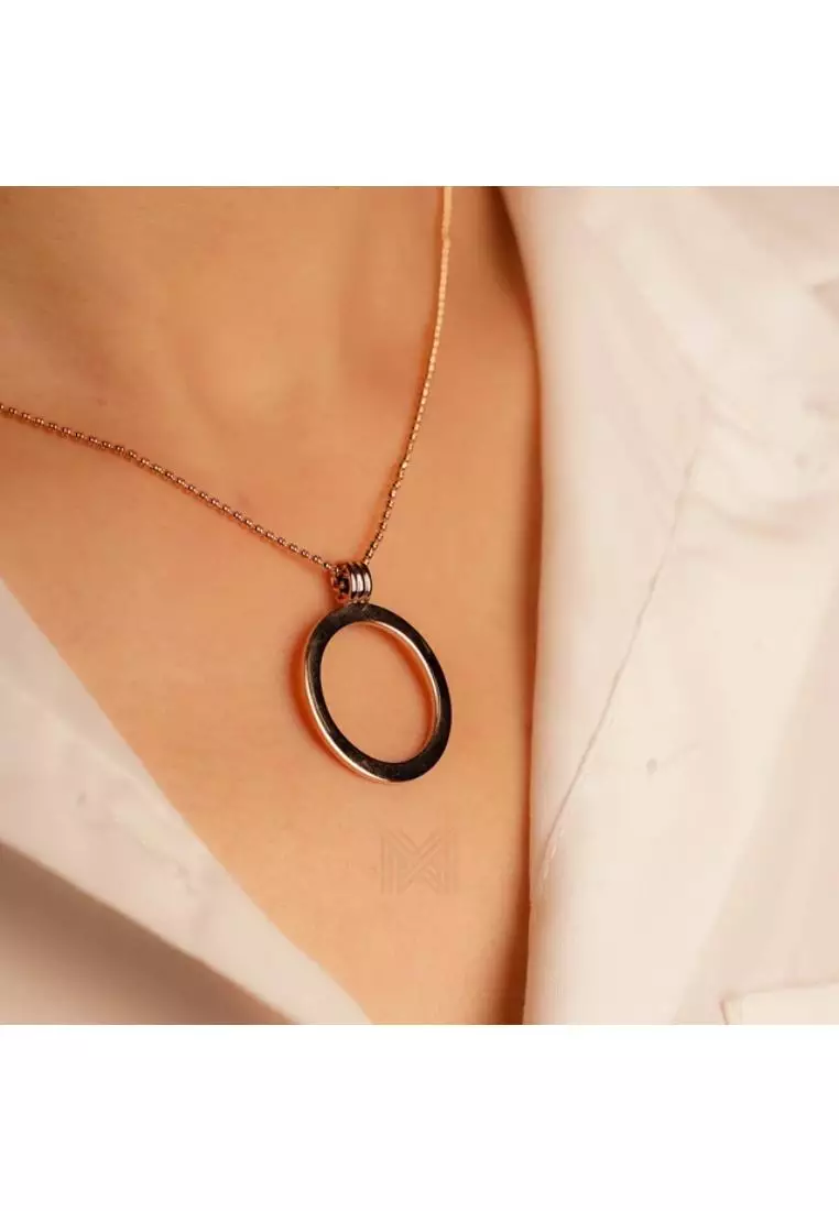 Minimal Classic Loop Rose Gold Pendant with 925 Sterling Silver