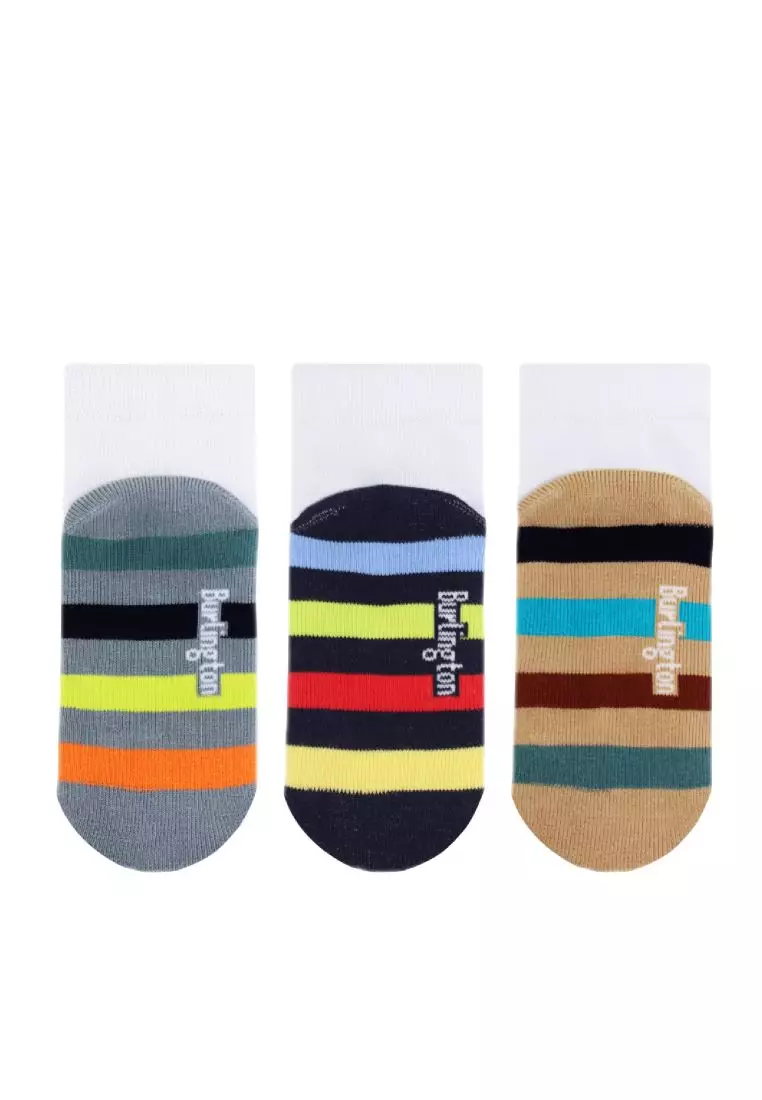Burlington Boys’ Cotton Sports Ankle Socks 3 Pairs in 1 Pack BBSKG39