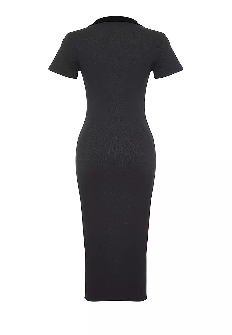 Polo Collar Midi Dress