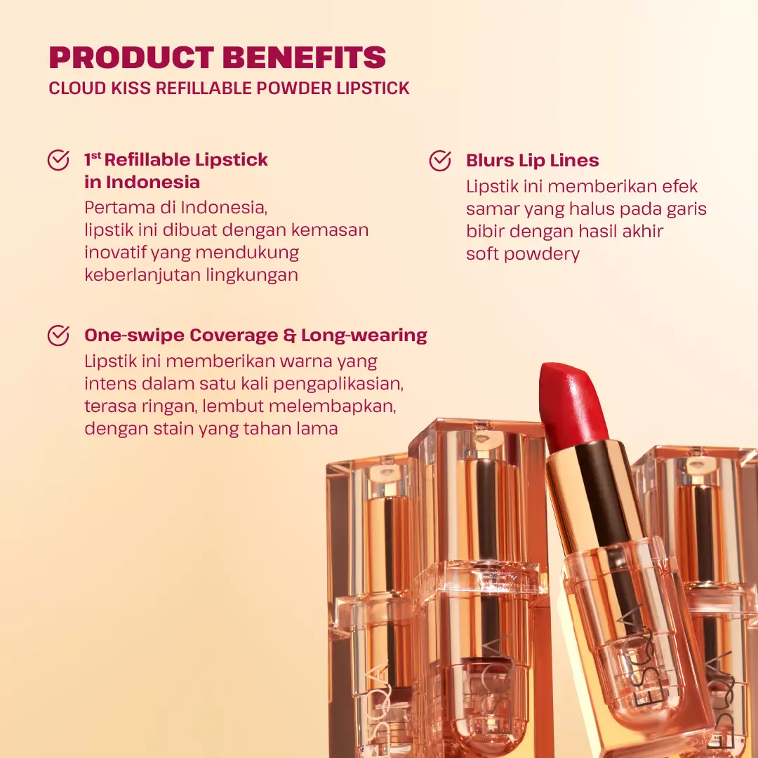 Jual Esqa ESQA Cloud Kiss Refillable Powder Lipstick Game Changer